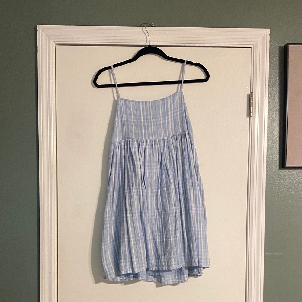 American Eagle Blue/White Plaid Babydoll Dress